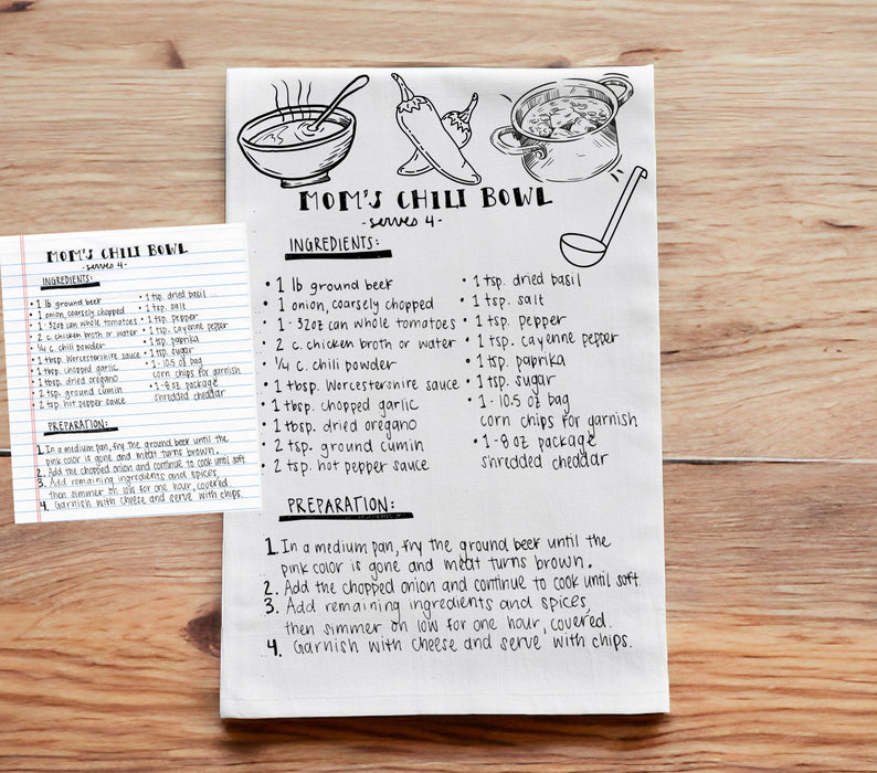 Recipe Tea Towels, Handwritten Custom Recipe Printed on a Tea Towel