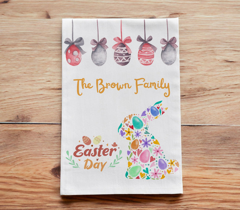 Personalized Easter Tea Towels, Easter Bunny Kitchen Towels