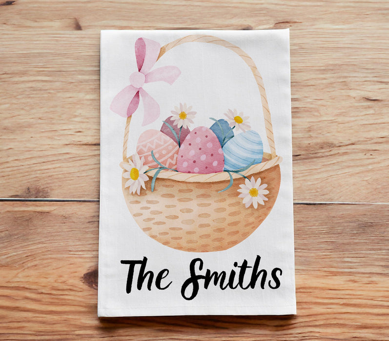 Personalized Easter Tea Towels, Easter Bunny Kitchen Towels