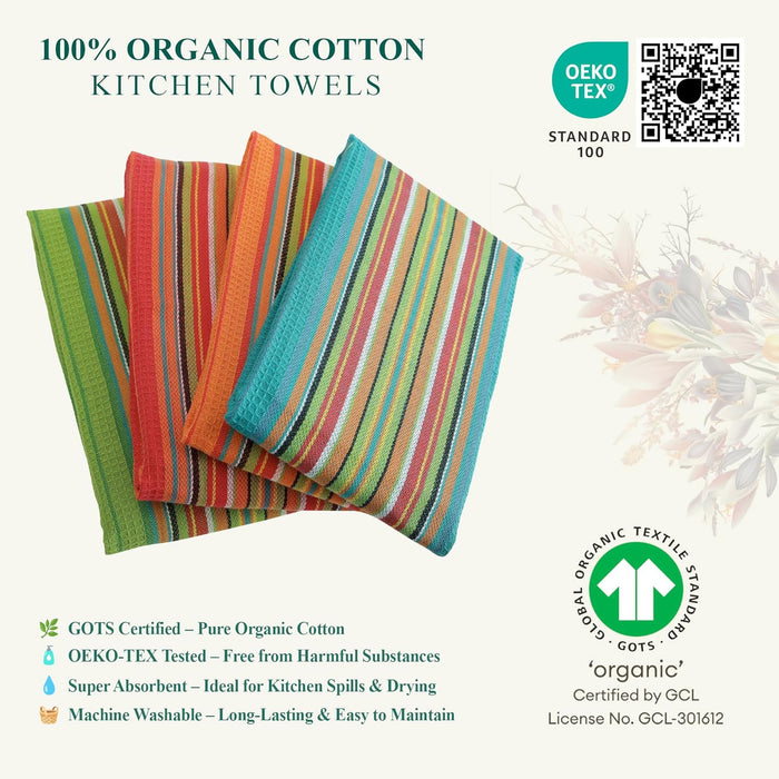 12-Pack Cotton Kitchen Towels – Salsa Stripe (16x28")