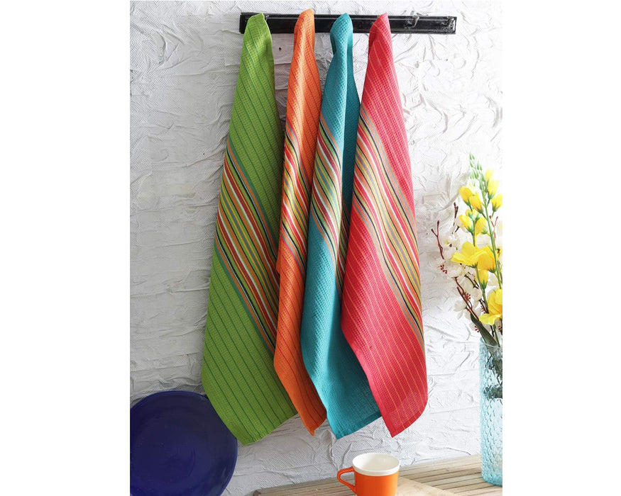 12-Pack Cotton Kitchen Towels – Salsa Stripe (16x28")