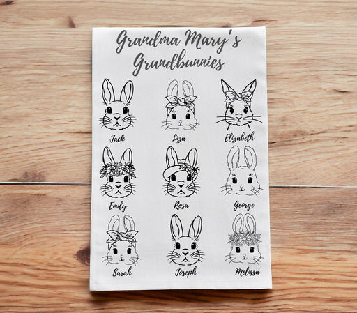 Personalized Eastern Tea Towels, Eastern Bunny Kitchen Towels