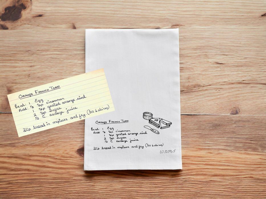 Recipe Tea Towels, Handwritten Custom Recipe Printed on a Tea Towel