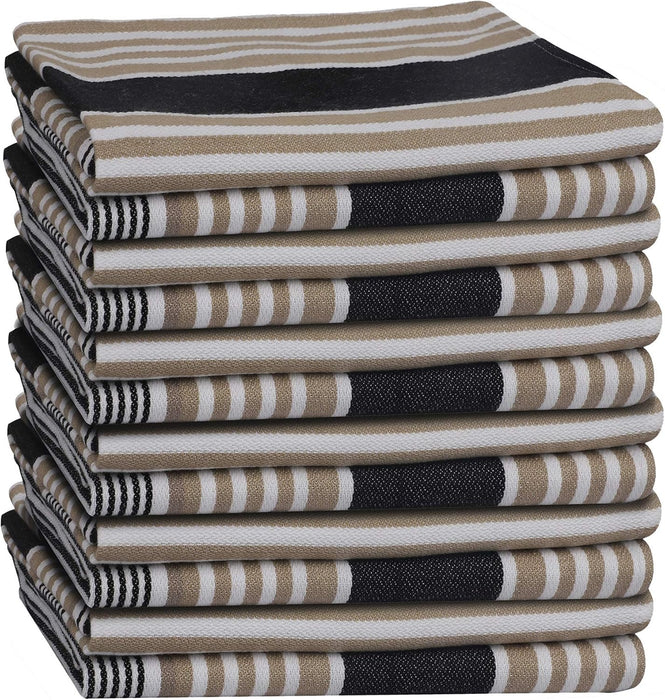 Black & Tan Oversized Cotton Napkins – 20×20", Set of 12 | Reusable Cloth Napkins