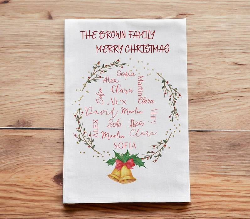Personalized Christmas Kitchen Towels, Personalized Christmas Tea Towels