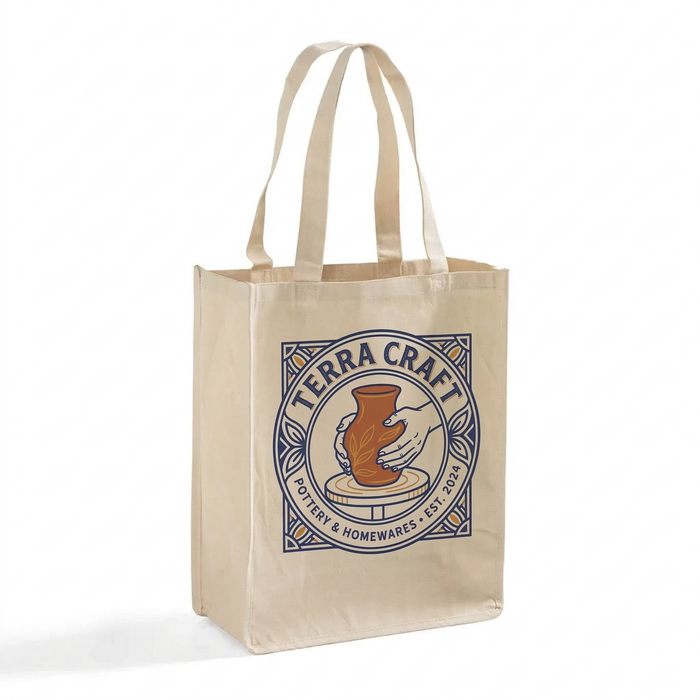 Custom Extra Large Canvas Tote Bag — Jumbo 14×17×7, Deepest Gusset, Screen Print & DTG