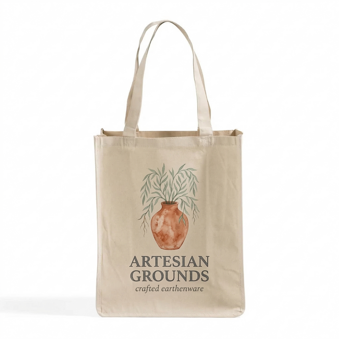 Custom Extra Large Canvas Tote Bag — Jumbo 14×17×7, Deepest Gusset, Screen Print & DTG