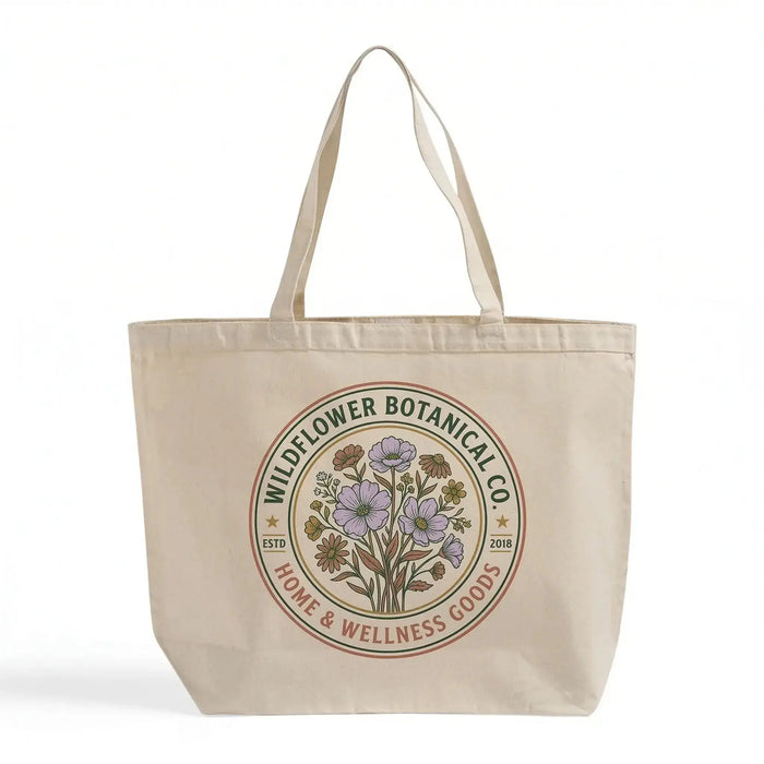 Custom Jumbo Canvas Tote Bag with Closure — 23×17×6, Hook & Loop, Screen Print & DTG