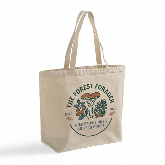 Custom Jumbo Canvas Tote Bag with Closure — 23×17×6, Hook & Loop, Screen Print & DTG