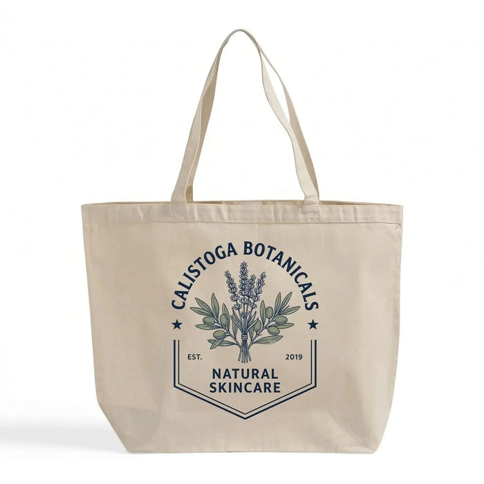 Custom Jumbo Canvas Tote Bag with Closure — 23×17×6, Hook & Loop, Screen Print & DTG