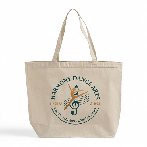 Custom Jumbo Canvas Tote Bag with Closure — 23×17×6, Hook & Loop, Screen Print & DTG