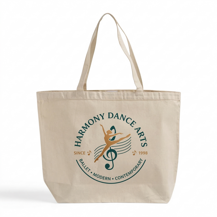 Custom Jumbo Canvas Tote Bag with Closure — 23×17×6, Hook & Loop, Screen Print & DTG