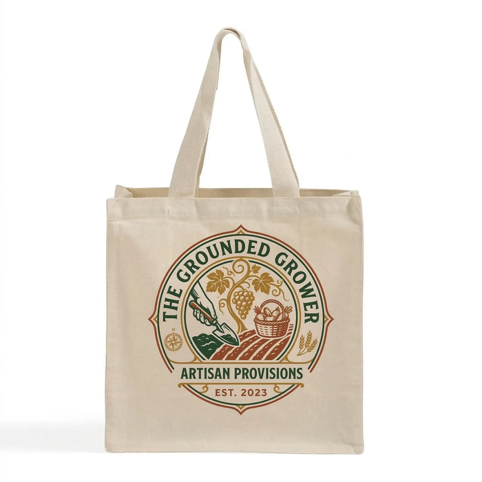 Custom Square Market Tote Bag — Premium 15×15×7 Canvas, Screen Print & DTG