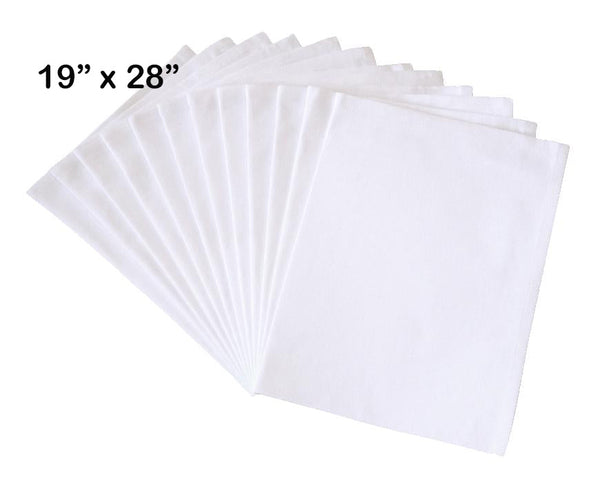 Tea Towels Blank for Kitchen, 19"x28", 100% Cotton, Set of 12
