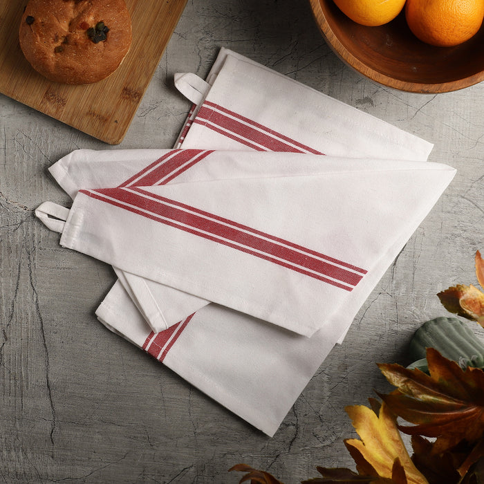 French Stripe Kitchen Towels – 100% Cotton, Set of 12 | 4 Colors