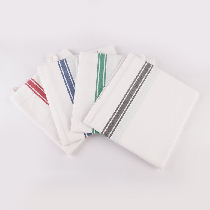 French Stripe Kitchen Towels – 100% Cotton, Set of 12 | 4 Colors