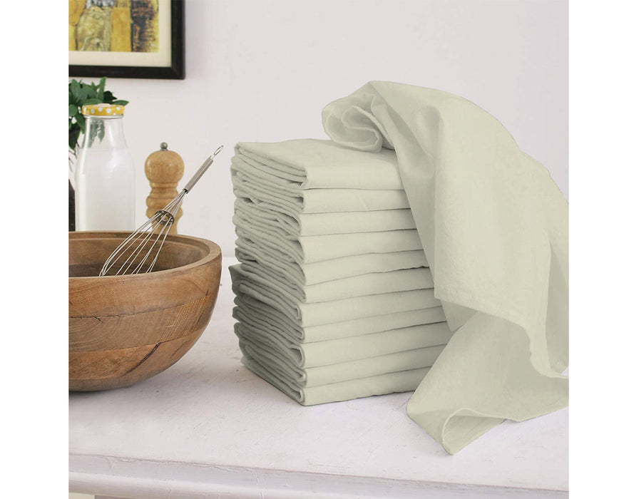 Heavyweight Flour Sack Towels, 27 x 27 Inches,  Set of 12, 100% Premium Cotton, Highly Absorbent, Multi-Purpose Kitchen Dish Towels, Perfect for Printing & Embroidery