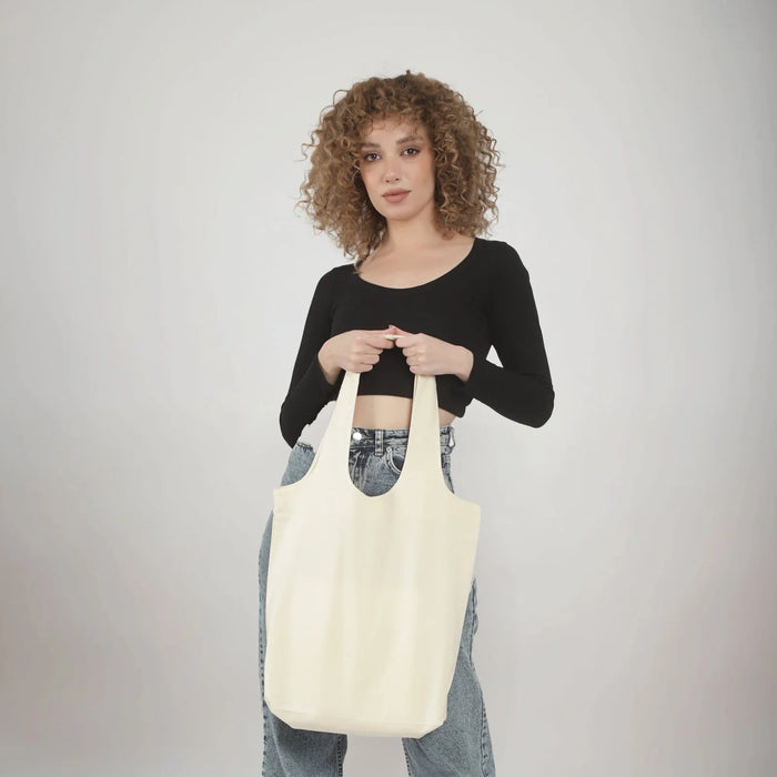 Organic Cotton Foldable Tote Bag — GOTS Certified, Stows Flat, 17×16×4.5