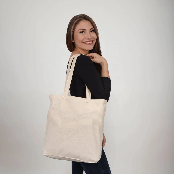 Organic Cotton Over-Shoulder Grocery Tote — GOTS Certified, 17×15×4