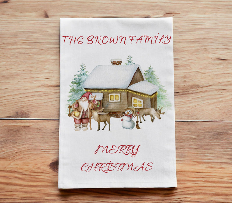 Personalized Christmas Kitchen Towels, Personalized Christmas Tea Towels