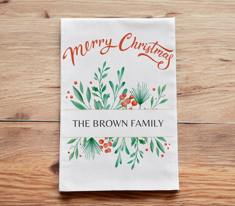 Personalized Christmas Kitchen Towels, Personalized Christmas Tea Towels