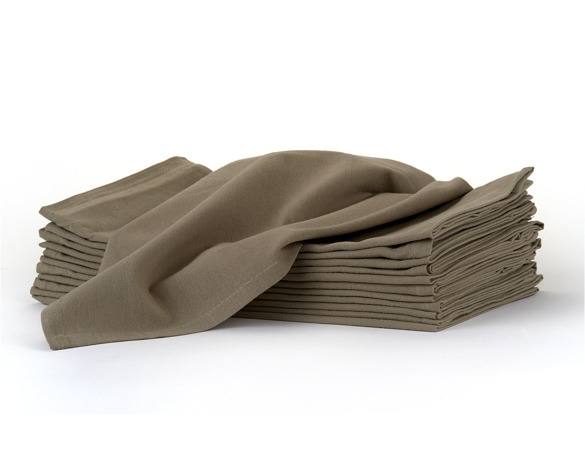 Plaza Taupe Flour Sack Towels, Plaza Taupe Tea Towels, Set of 12