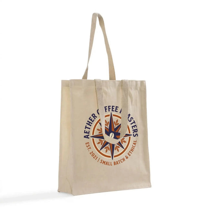Custom Gusseted Canvas Tote Bag — Full Side & Bottom Gusset, Screen Print & DTG
