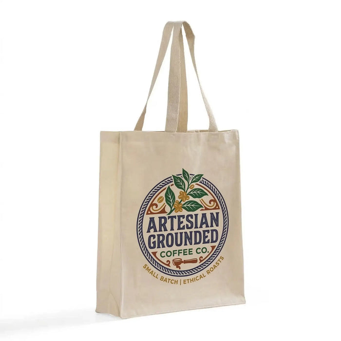 Custom Gusseted Canvas Tote Bag — Full Side & Bottom Gusset, Screen Print & DTG