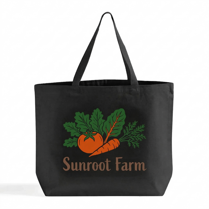 Custom Large Grocery Canvas Tote Bag — 12 oz, 20×15×5, Landscape Logo Printing