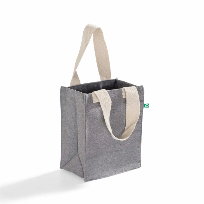 Recycled Canvas Book Tote Bag — GRS Certified Mini Tote with Full Gusset, 8×10×5