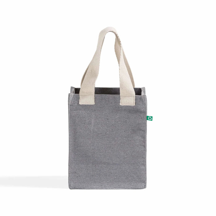Recycled Canvas Book Tote Bag — GRS Certified Mini Tote with Full Gusset, 8×10×5