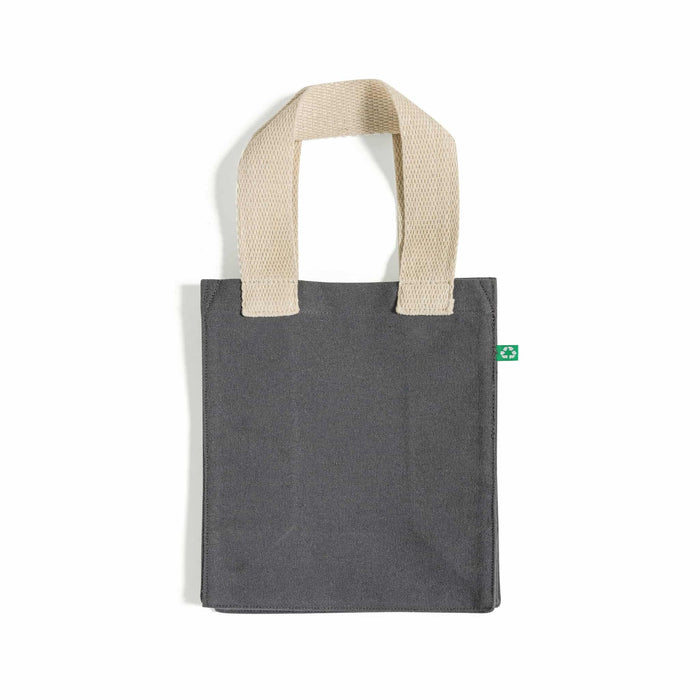 Recycled Canvas Book Tote Bag — GRS Certified Mini Tote with Full Gusset, 8×10×5