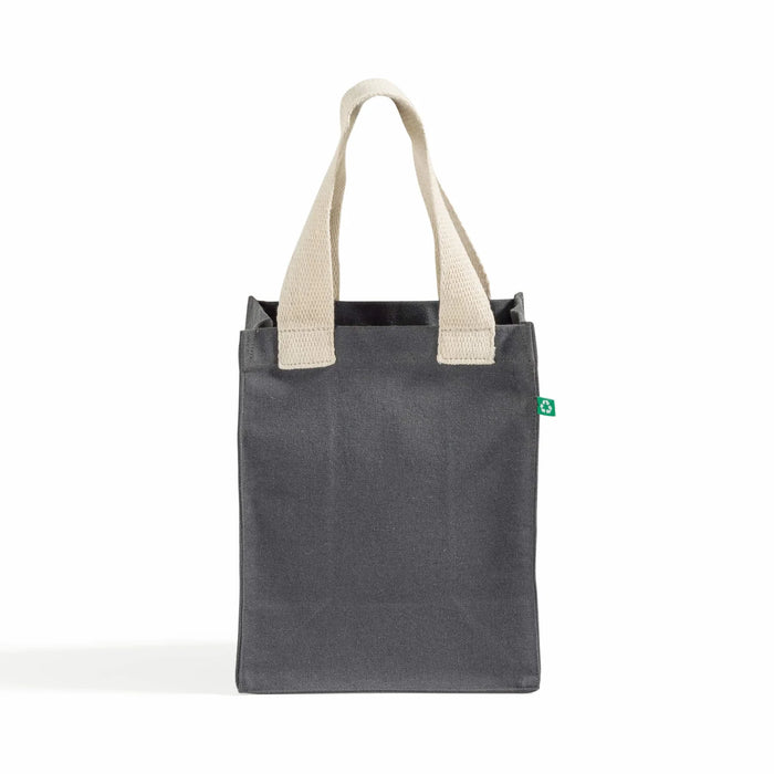 Recycled Canvas Book Tote Bag — GRS Certified Mini Tote with Full Gusset, 8×10×5