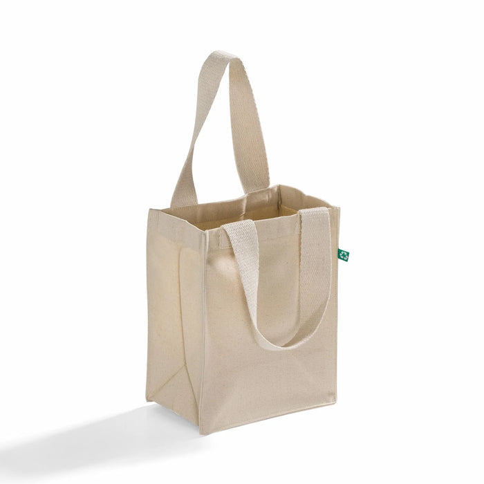 Recycled Canvas Book Tote Bag — GRS Certified Mini Tote with Full Gusset, 8×10×5