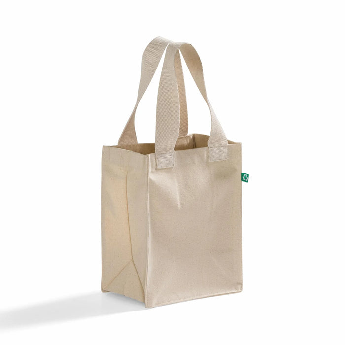 Recycled Canvas Book Tote Bag — GRS Certified Mini Tote with Full Gusset, 8×10×5