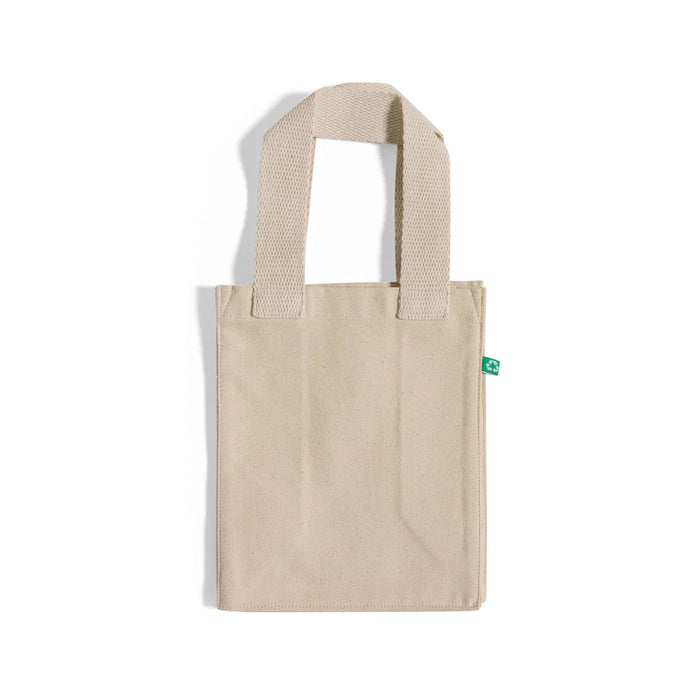 Recycled Canvas Book Tote Bag — GRS Certified Mini Tote with Full Gusset, 8×10×5