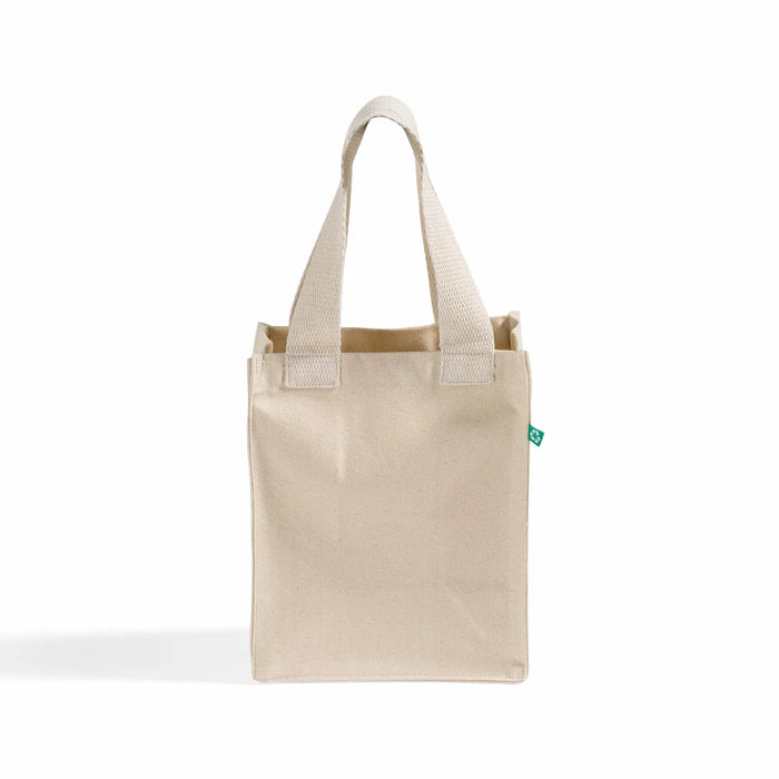 Recycled Canvas Book Tote Bag — GRS Certified Mini Tote with Full Gusset, 8×10×5