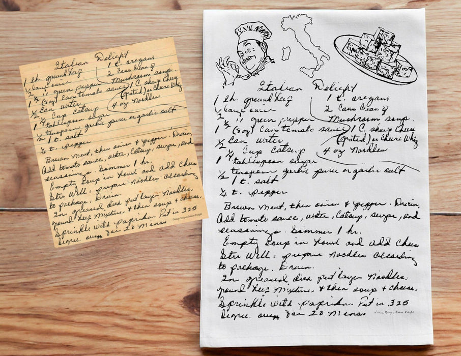 Recipe Tea Towels, Handwritten Custom Recipe Printed on a Tea Towel