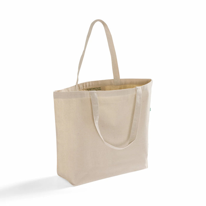 Large Recycled Canvas Tote Bag with Gusset — Blank Wholesale Eco Grocery Tote, GRS Certified, 20×15×5
