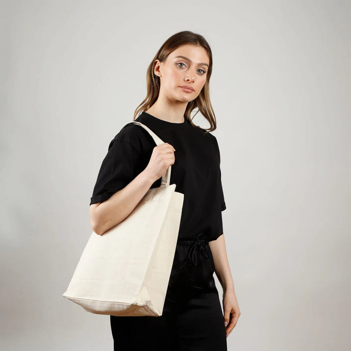 Recycled Canvas Tote Bag with Full Gusset & Interior Pocket — GRS Certified, 13×15×5
