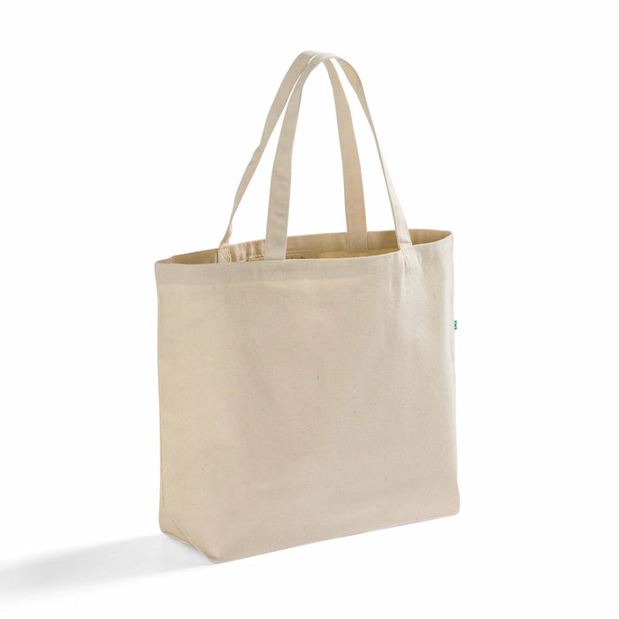 Large Recycled Canvas Tote Bag with Gusset — Blank Wholesale Eco Grocery Tote, GRS Certified, 20×15×5
