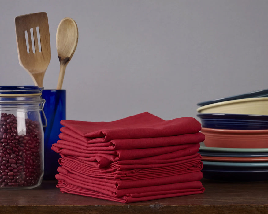 Red Flour Sack Towels, Red Tea Towels, Set of 12