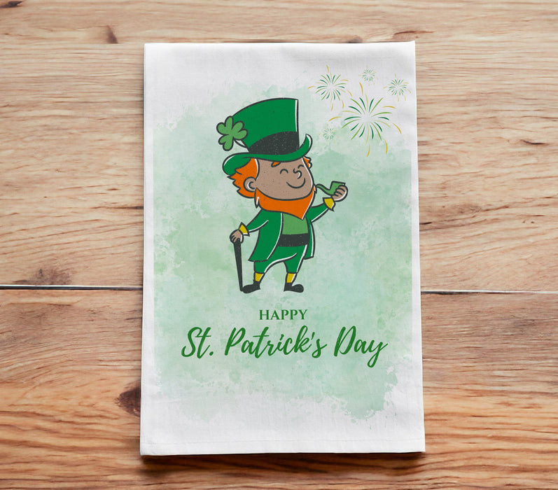 Patelai 6 Pack St. Patrick's Day Hand Towels - Shamrock Watercolor Print, Absorbent Kitchen/Dish Towels, 15.75x23.6in