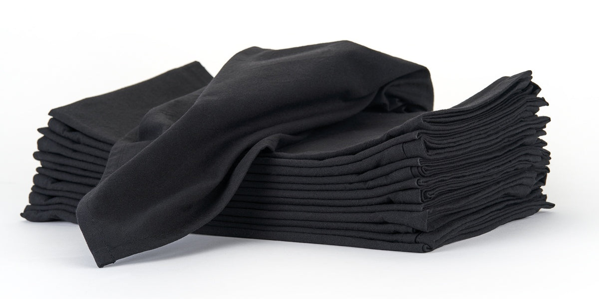 Black Flour Sack Towels, Black Tea Towels, Set of 12