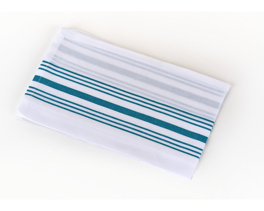 Choice 16 x 19 Blue Striped 32 oz. Cotton Bar Towels in Bulk